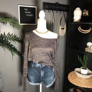 PLUS Navy metallic scoop neck long sleeve sweater